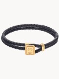 Black TH Monogram Leather Bracelet  Men