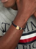 Black TH Monogram Leather Bracelet  Men