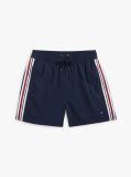 Blue Global Stripe Mid Length Swim Shorts  Boys