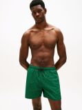 Green Print Mid Length Swim Trunks  Men