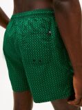 Green Print Mid Length Swim Trunks  Men