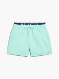 Blue Double Waistband Mid Length Swim Shorts  Men