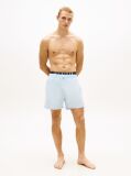Blue Double Waistband Mid Length Swim Shorts  Men