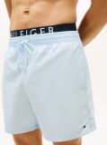 Blue Double Waistband Mid Length Swim Shorts  Men