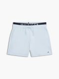 Blue Double Waistband Mid Length Swim Shorts  Men