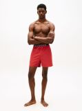 Red Double Waistband Mid Length Swim Shorts  Men