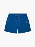 Blue Original Print Mid Length Swim Shorts  Men