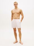 Beige Original Print Mid Length Swim Shorts  Men