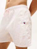 Beige Original Print Mid Length Swim Shorts  Men