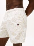 Beige Original Print Mid Length Swim Shorts  Men