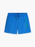 Blue Logo Embroidery Mid Length Swim Shorts  Men