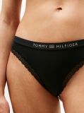 Black Tonal Logo Lace Thong  Women