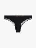 Black Tonal Logo Lace Thong  Women