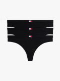Black 3-Pack Heritage Logo Thongs  Women