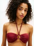 Red Halterneck Ring Bandeau Bikini Top  Women
