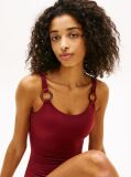 Red Tortoiseshell Ring Scoop Back Swimsuit  Women