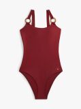Red Tortoiseshell Ring Scoop Back Swimsuit  Women