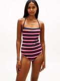 Multi Stripe Ribbed Bandeau Halterneck Swimsuit  Women