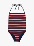 Multi Stripe Ribbed Bandeau Halterneck Swimsuit  Women