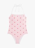 Multi Seersucker Logo Embroidery Halterneck Swimsuit  Women