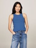 Blue Ribbed Slim Fit Tank Top  Women