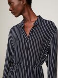 Blue Crepe Belted Knee Length Shirt Dress  Women