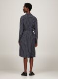 Blue Crepe Belted Knee Length Shirt Dress  Women