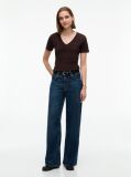 Brown V-Neck Slim Fit T-Shirt  Women