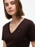 Brown V-Neck Slim Fit T-Shirt  Women