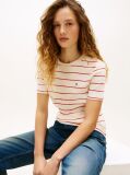 Multi Flag Embroidery Ribbed Slim T-Shirt  Women