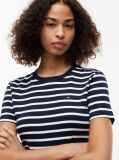 Multi Flag Embroidery Ribbed Slim T-Shirt  Women