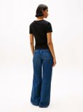 Black Flag Embroidery Ribbed Slim T-Shirt  Women