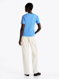 Blue Flag Embroidery Ribbed Slim T-Shirt  Women
