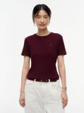 Κόκκινο Ριμπ T-Shirt Σε Slim Γραμμή Με Κεντητό Σημαιάκι  Γυναίκες