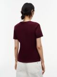 Κόκκινο Ριμπ T-Shirt Σε Slim Γραμμή Με Κεντητό Σημαιάκι  Γυναίκες