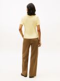Yellow Flag Embroidery Ribbed Slim T-Shirt  Women