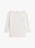 White Boat Neck Slim Fit T-Shirt  Women