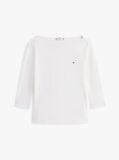 White Boat Neck Slim Fit T-Shirt  Women