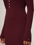 Red Button V-Neck Slim Sweater Dress  Women