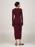 Red Button V-Neck Slim Sweater Dress  Women