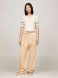 Multi Stripe Henley Neck Short Sleeve Jumper  Women
