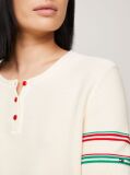 Multi Stripe Henley Neck Short Sleeve Jumper  Women