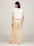 Multi Stripe Henley Neck Short Sleeve Jumper  Women