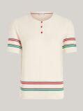 Multi Stripe Henley Neck Short Sleeve Jumper  Women