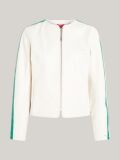 Multi Leather Back Logo Slim Bomber Jacket  Women