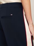 Blue Colour-Blocked Slim Fit Straight Trousers  Women