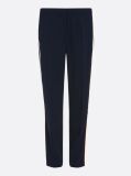 Blue Colour-Blocked Slim Fit Straight Trousers  Women