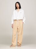 White TH Monogram Drawstring Cropped Shirt  Women