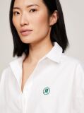 White TH Monogram Drawstring Cropped Shirt  Women