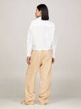 White TH Monogram Drawstring Cropped Shirt  Women